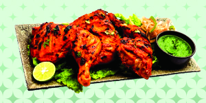 Tandoori chicken, a popular Indian dish